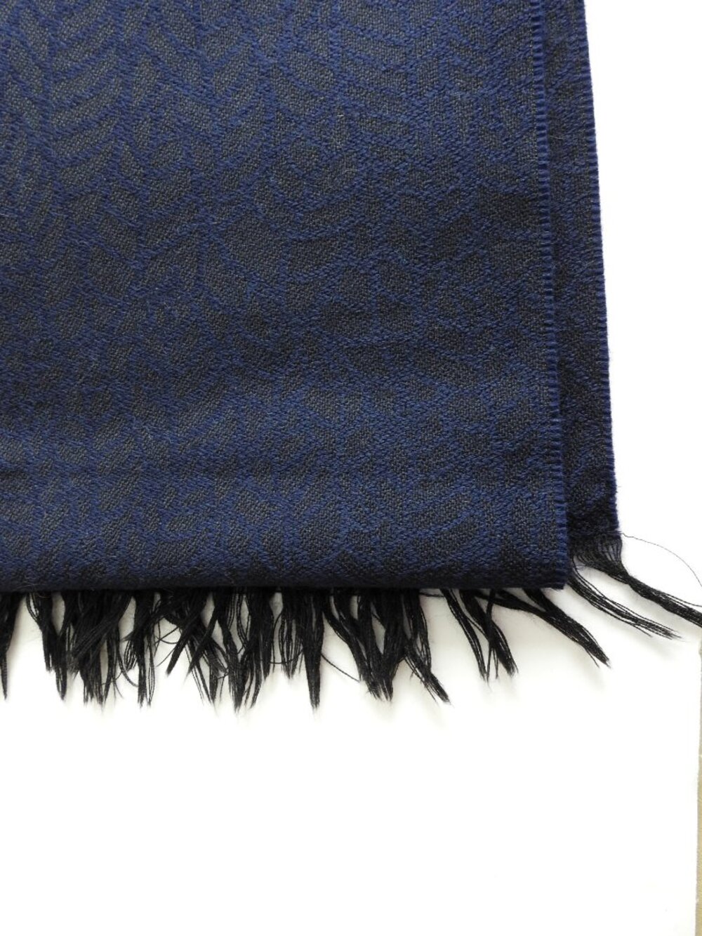 Vintage French 100% Pure New Woolmark Scarf Unisex NWOT Black Navy Blue Long